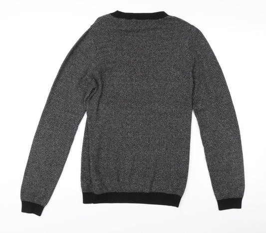 Next Men's Black XS Pullover Sweater - Cotton Crew Neck