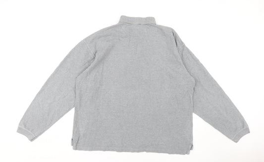 GAP Men's Grey Long Sleeve Polo - Size L, Classic Style