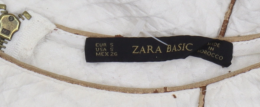 Womens UK Size S Zara Basic White Basic Blouse