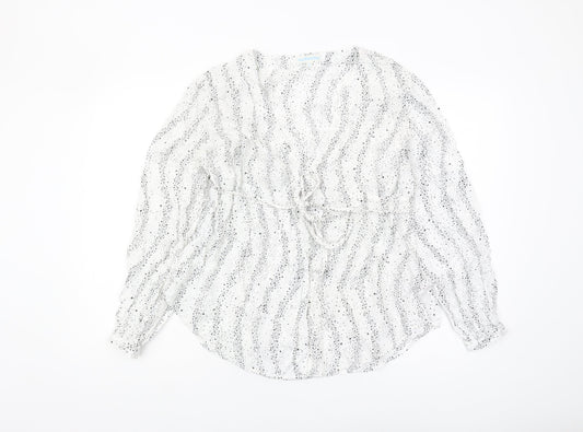 Womens UK Size L JoJo Maman Bébé White Wrap Blouse