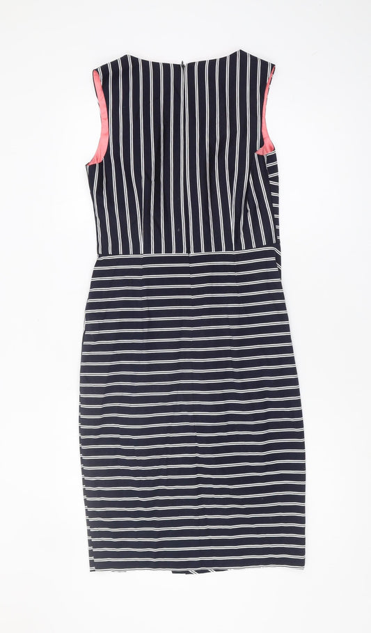 Oasis Women's Black Striped Bodycon Dress - Size 10