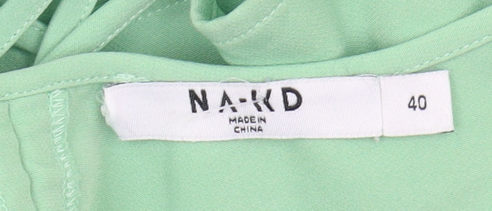 NA-KD Women's Green Mini Dress Size 12 with Puff Sleeves