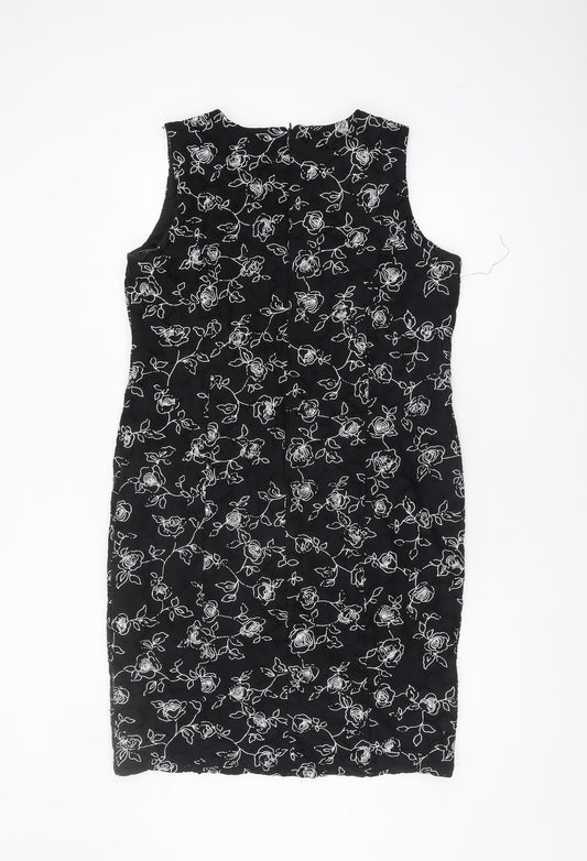 Anna Rose Women's Black Floral Sheath Dress Size 16