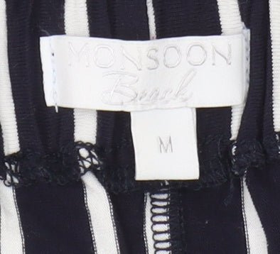 Monsoon Black Striped Paperbag Trousers Women M