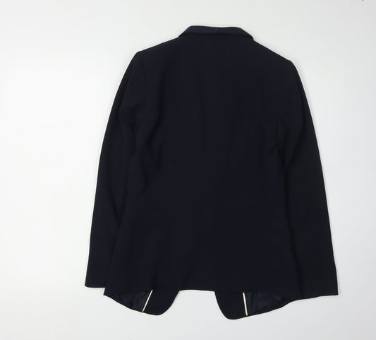 H&M Women's Black Blazer Shawl Lapel Size 6 Regular Fit