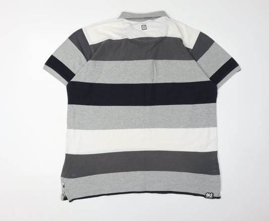 McKenzie Men's Grey Striped Polo Shirt XL