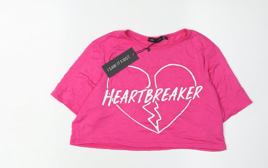 Womens UK Size 10 I SAW IT FIRST Pink Cropped T-Shirt