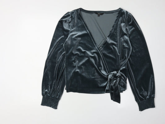 Womens UK Size 14 NEXT Grey Wrap Blouse