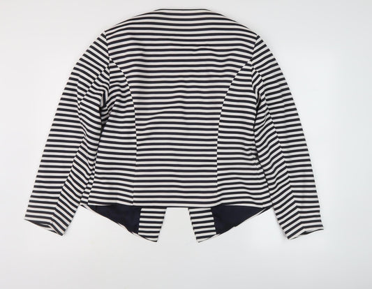 ONLY Women's Black & White Striped Blazer - Size 14