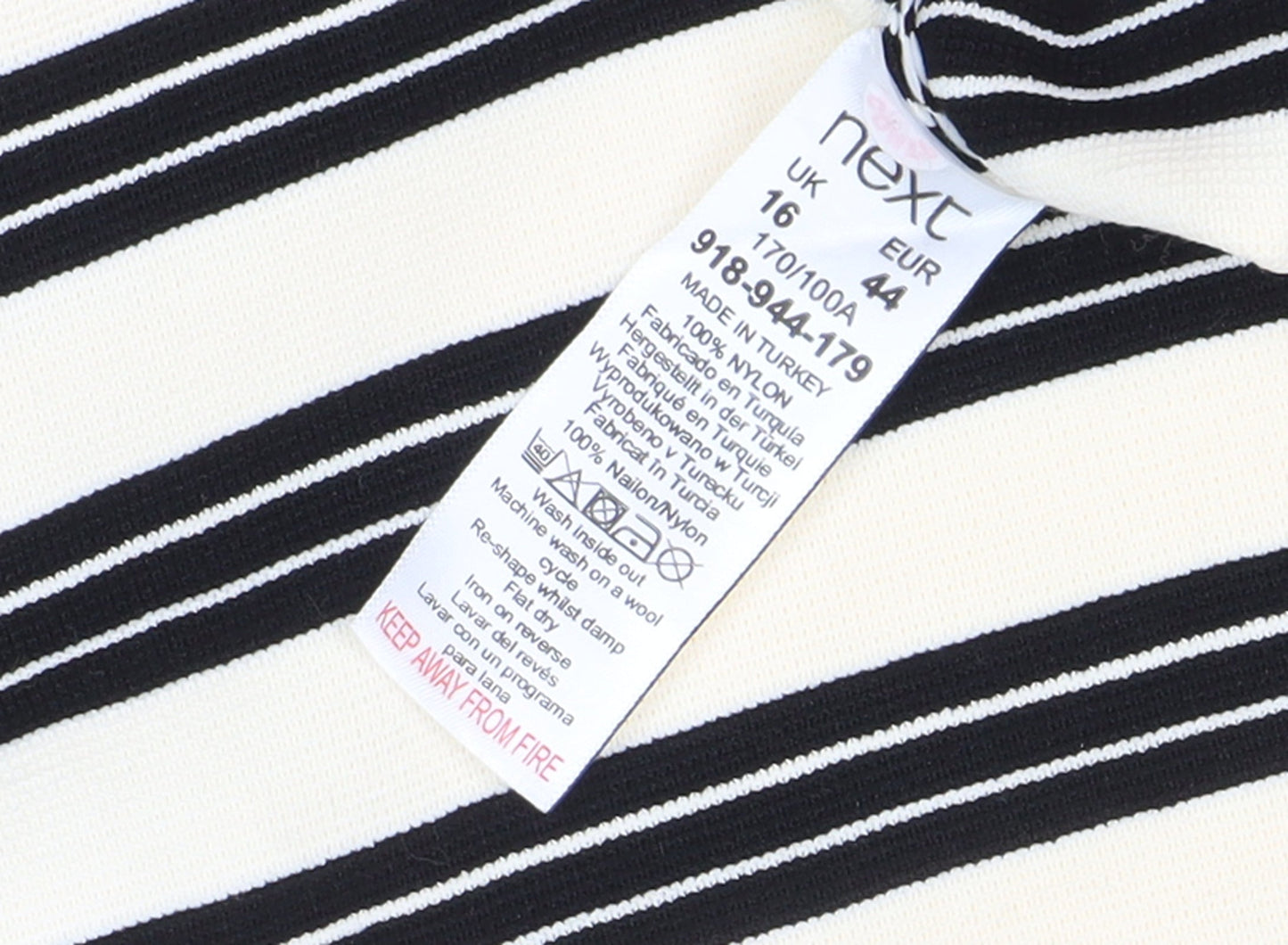 Next Women's Black Striped T-Shirt UK Size 16