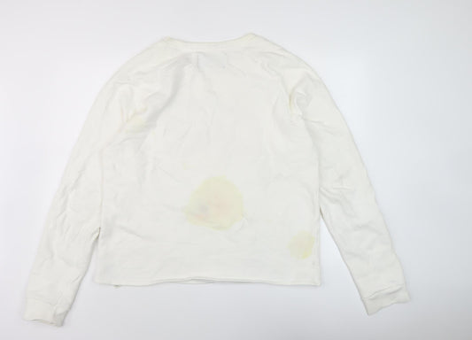 Zara Men White XL Retro Logo Sweatshirt