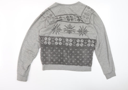 Zara Men's Grey Winter Geometric Pullover Sweatshirt XL