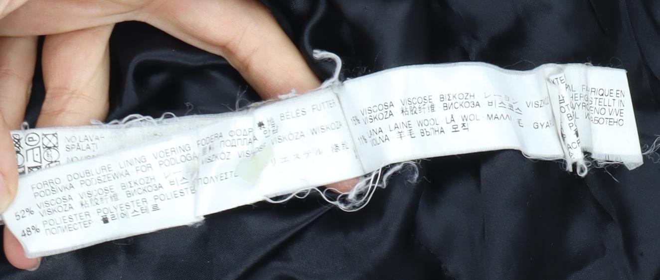 Zara Men’s Black Mid-Length Wool Overcoat, Size L