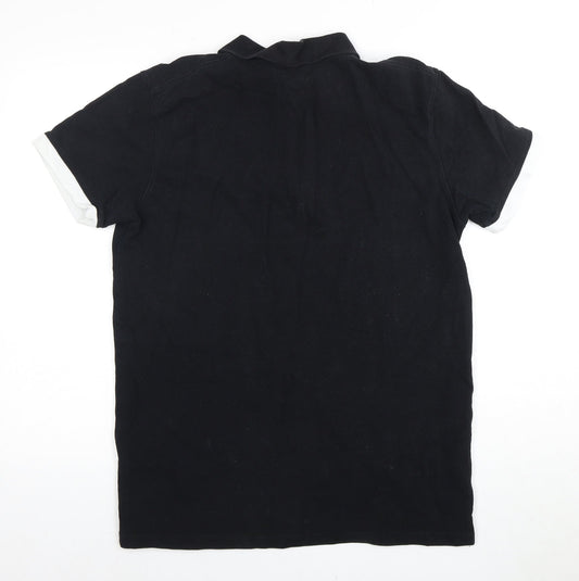 LODING Men's Black Polo Shirt XL Collared Short Sleeve