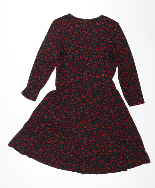 Dorothy Perkins Women's Black Floral A-Line Dress