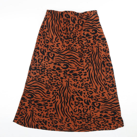 Forever 21 Women Brown Animal Print A-Line Skirt Size S