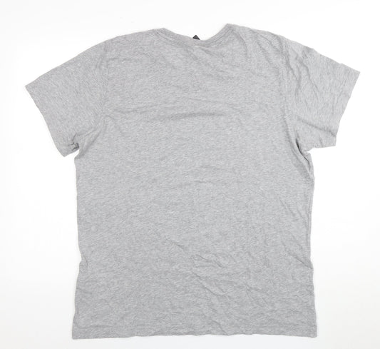 Adidas Men's Grey Cotton T-Shirt, Size L, Logo Accent