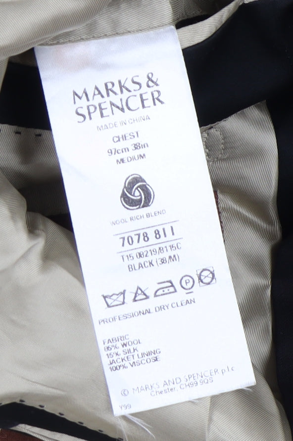 Mens UK Size 38 Marks and Spencer Regular Black Suit Jacket