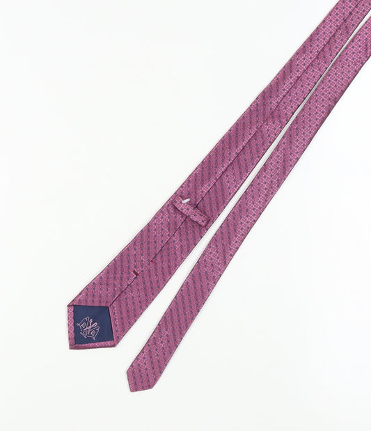 Marks and Spencer Men's Pink Geometric Silk Tie