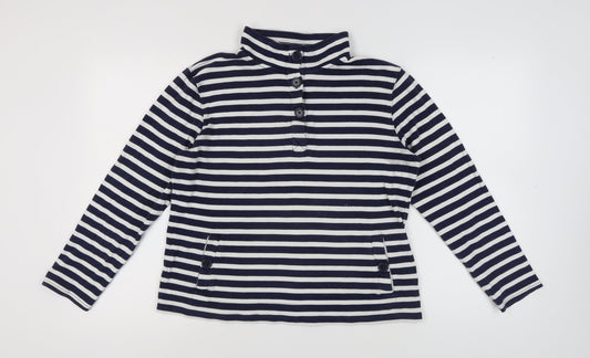 Womens UK Size M Cotton Traders Navy Henley Sweatshirt