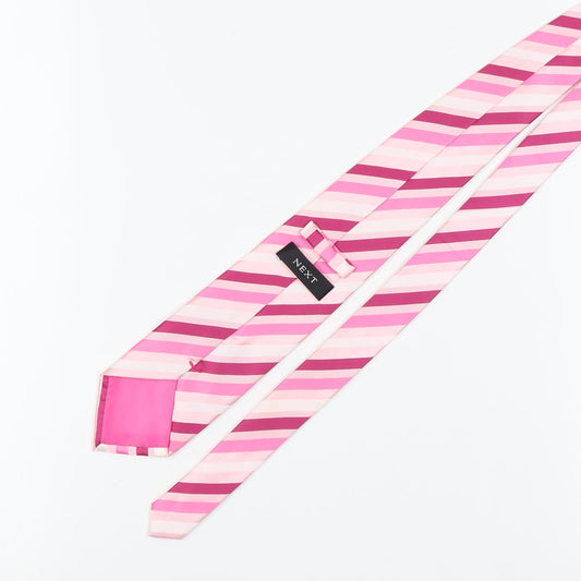 Next Men's Pink Striped Polyester Tie