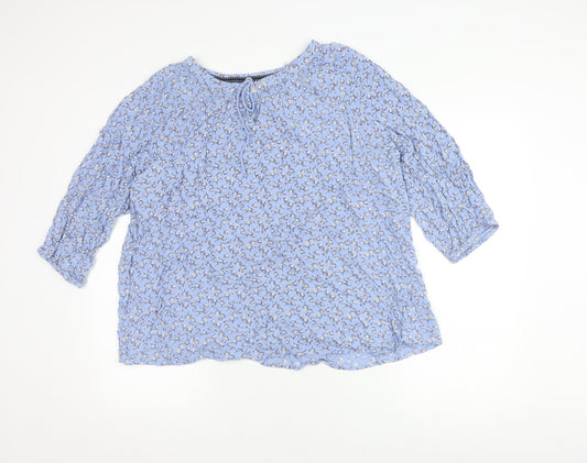 Bonmarché Women's Blue Floral Tunic Blouse - Size L
