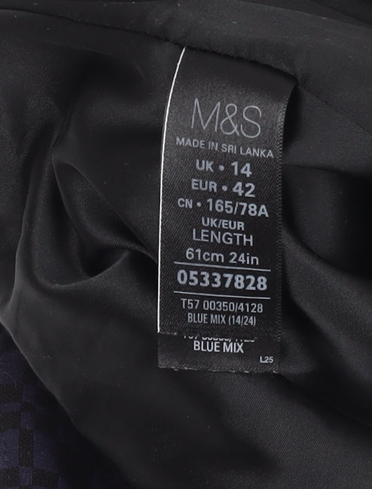 Marks and Spencer Women's Blue Check Pencil Skirt Size 14