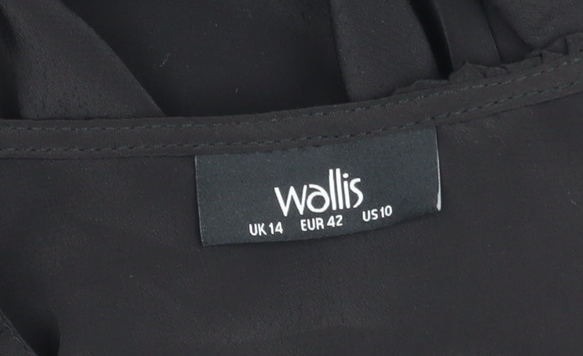 Womens UK Size 14 Wallis Black Ruffle Blouse