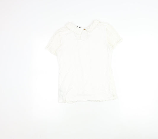 Oasis Women's White Lace Blouse XS Cotton Blend