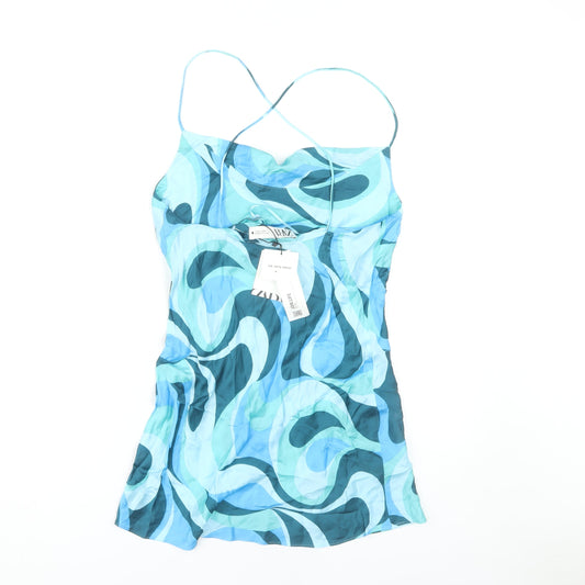 Zara Women's Blue Slip Dress Size 8 Summer Viscose