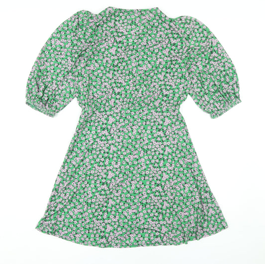ASOS DESIGN Women's Green Floral Wrap Dress Size 12