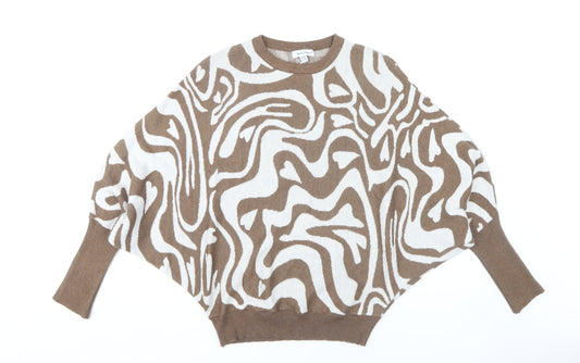 Womens UK Size M/L Wild Flower Brown Jumper