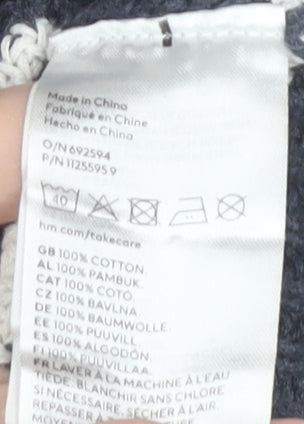 Brand and care label for H&M unisex striped jumper, grey/white, 6-9 months