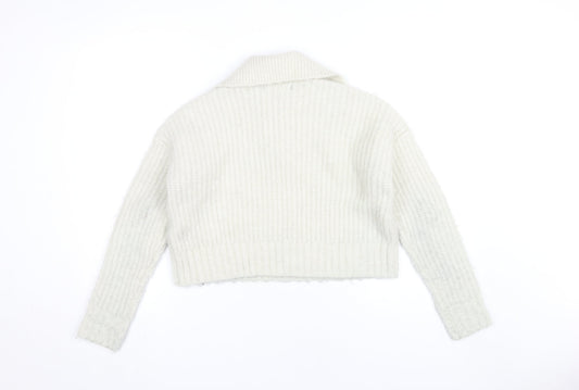 Womens UK Size XS VERO MODA Ivory Henley Jumper