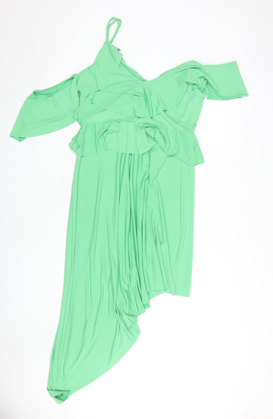 Asos Women's Green Asymmetric Dress UK 16