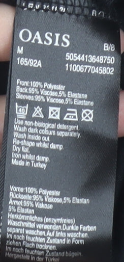 Oasis Women's Black Floral V-Neck Dress Size M