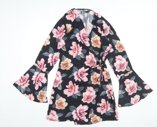 Additional front view of Missguided Women's Multicoloured Floral Wrap Dress, size 10