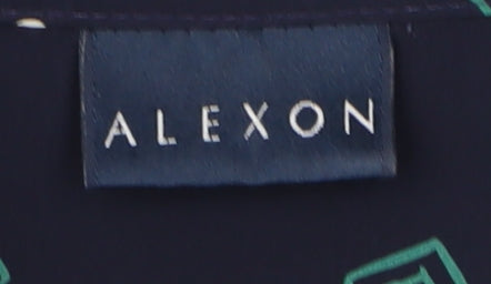 Alexon Women's Black Geometric Button-Up Shirt Size 16