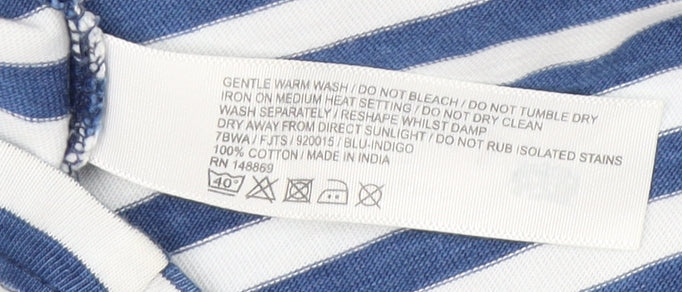 FatFace Women's Blue Striped 3/4 Sleeve T-Shirt Size 10