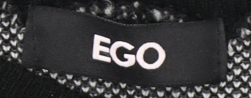 Brand and care label for EGO unisex adults black jumper, size S, casual