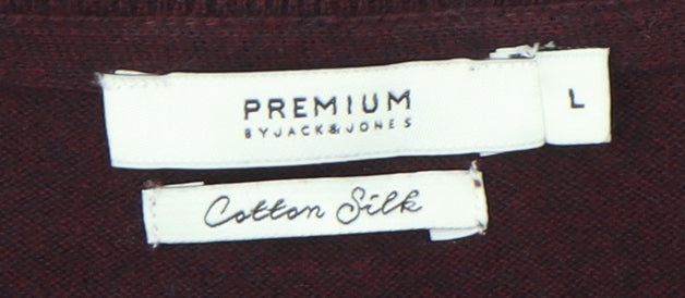 Jack & Jones Men's Red V-Neck Pullover Jumper L