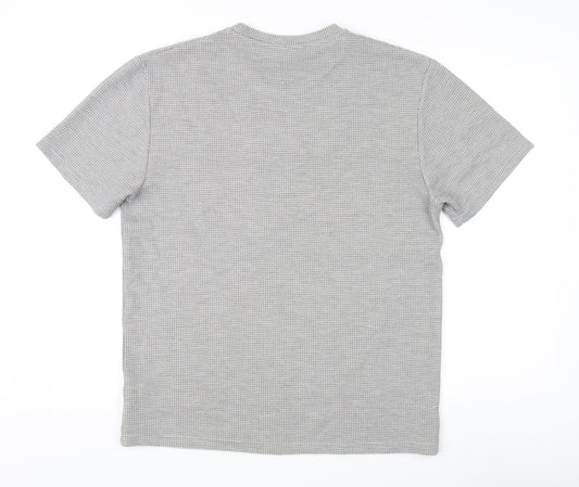 Zara Men's Grey Check T-Shirt Size L Crew Neck
