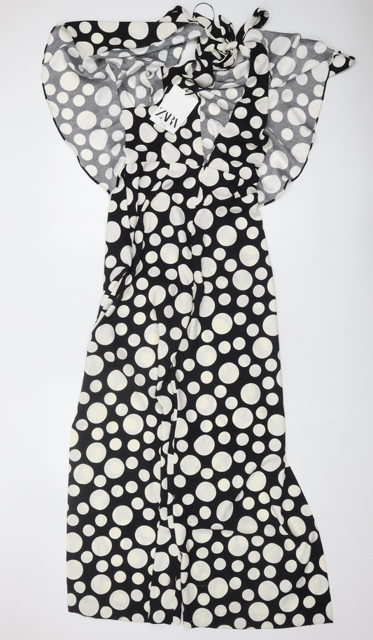 Zara Women’s Black Polka Dot Jumpsuit - Size S