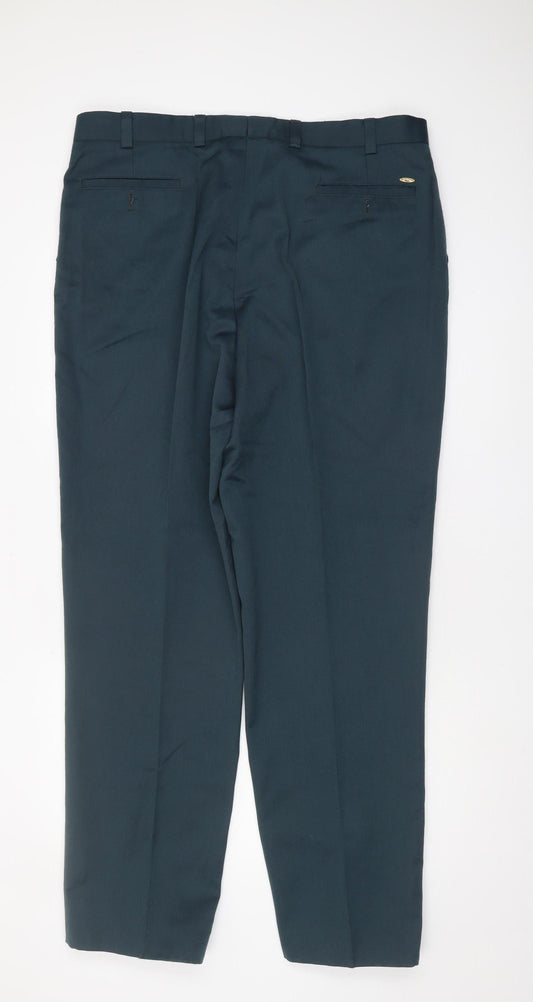 Oakman Men's Green L Trousers Pleated Front