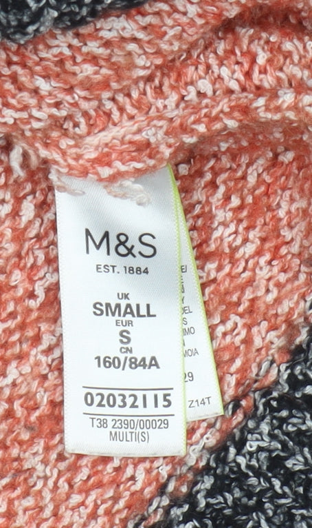 Marks and Spencer Women's Multicoloured V-Neck Striped Pullover - S