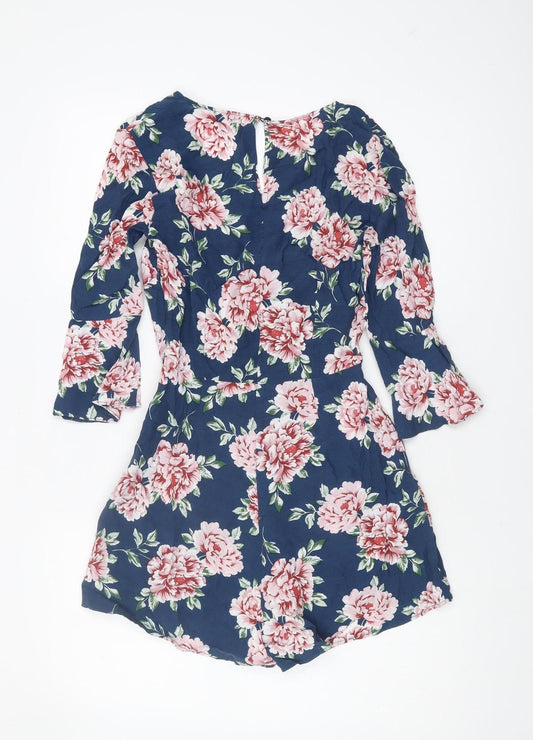 TOPSHOP Women's Blue Floral Petite Playsuit - Size 6
