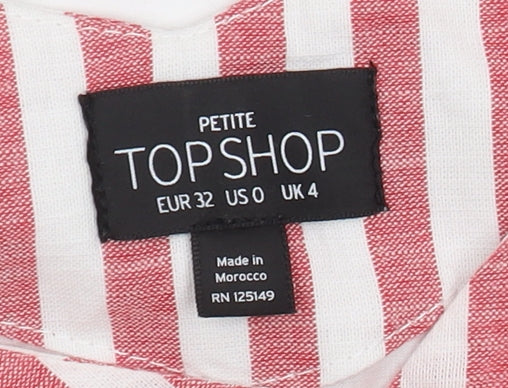 Womens UK Size 4 Topshop Multicoloured Cropped Blouse