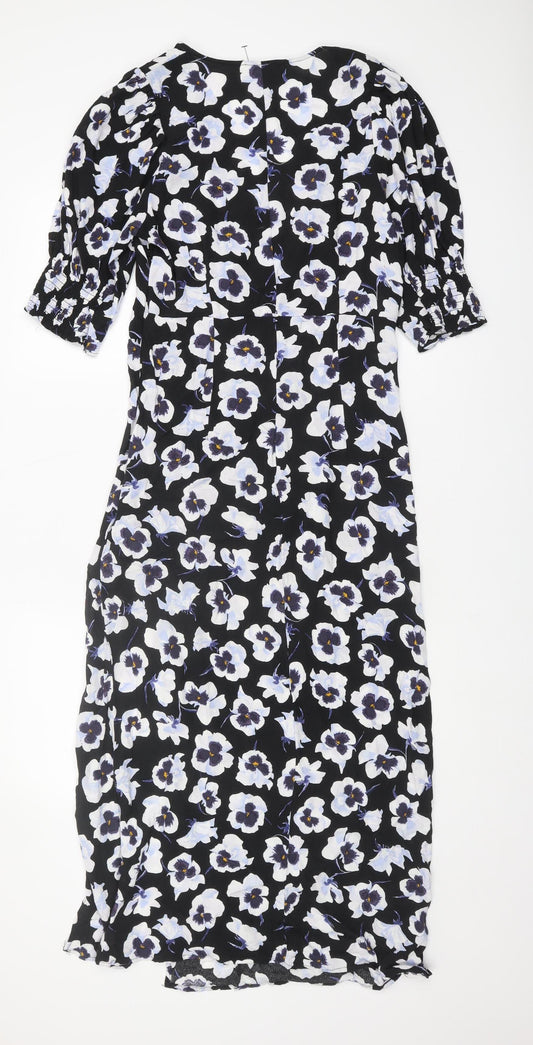 H&M Women’s Multicoloured Floral V-Neck Dress M