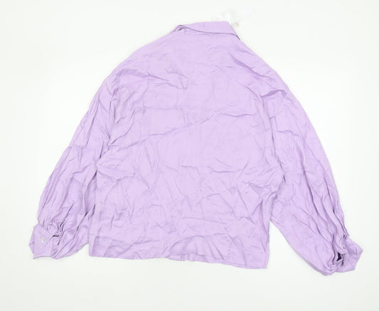 Womens UK Size 6 Topshop Purple Basic Button-Up