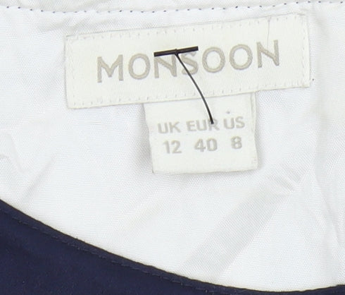 Monsoon Women's Blue Floral Sheath Dress Size 12